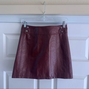 Free People maroon/chocolate mini skirt
